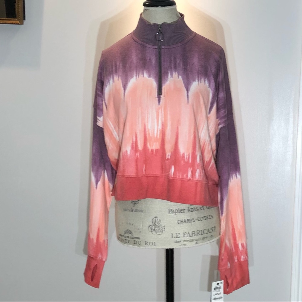 Ideology Performance Cropped Tie-Dye Sweat shirt w/ Zipper  Sz L - Picture 2 of 8
